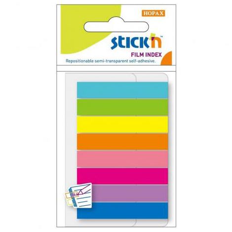 Zakładki indeksujące Stick'n Hopax 45x8mm, 160szt neon